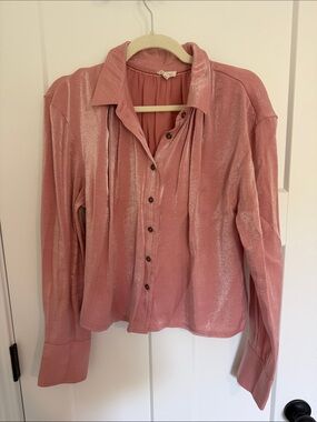Blush Pink Button-Front Women's Top - Anthropologie